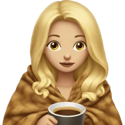 blonde girl inside a blanket sipping coffee eyes closed sticker