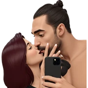 intimate selfie moment with kisses sticker
