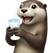 Otter drinking milk sticker