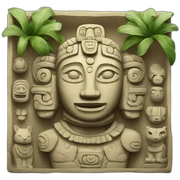 Mayan sculpture with depictions of animals and plants sticker