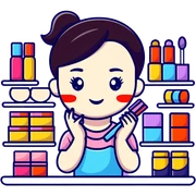 kid in makeup store sticker