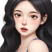 blushing girl with long hair sticker