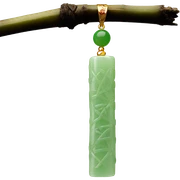 Chinese style light green bamboo-patterned jade pendant  sticker