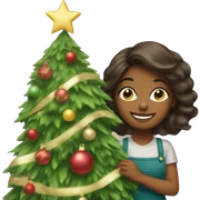 Brown Girl decorating Christmas tree sticker