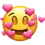 Smiley face blushing with hearts sticker