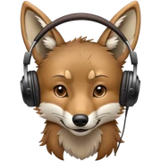 Coyote with headphones on head sticker