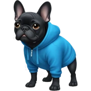 Black French bulldog in a blue hoodie  sticker