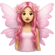 wings, flower fairy, pink, long hair sticker