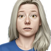 blonde girl in blue shirt sticker