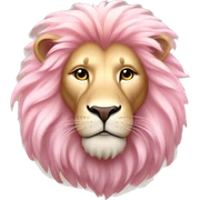 Lion "A pastel pink lion with a glowing, fluffy mane, shimmering eyes, and golden sparkles radiating from its majestic form." sticker