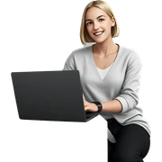 smiling girl with laptop indoors sticker