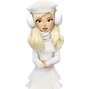 blonde girl with earmuffs and plant sticker