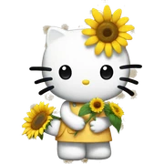 Hello kitty holding a sunflower  sticker
