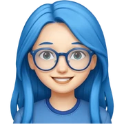 girl, long blue hair, glasses sticker