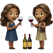 two girls with brown hair holding wine bottles sticker