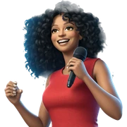 smiling girl with microphone sticker