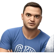 boy in blue shirt indoors sticker