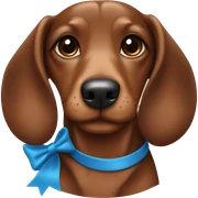 girl brown sausage dog with blue bow sticker
