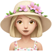 smiling girl with flower hat sticker