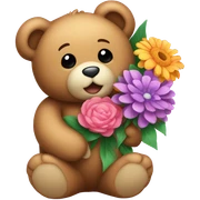 Teddy bear holding flowers sticker