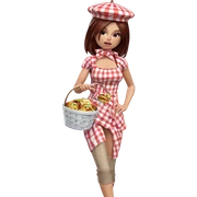 girl with basket and food sticker