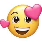 Happy emoji with pink hearts around it sticker