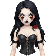 zombie girl, long black hair and corset sticker