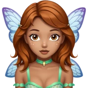 Pretty girl with caramel skin brown hair brown eyes and freckles. Wearing sexy makeup. Wearing a fairy costume with white fishnet tights and heels sticker