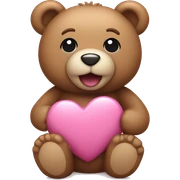 Teddy bear holding a pink heart sticker