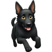 cartoon black german shepherd running sticker