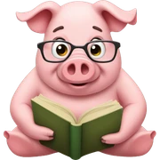 pig reading book sticker