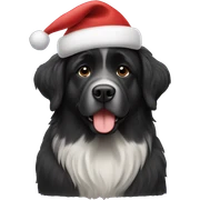 newfoundland dog with christmas hat sticker