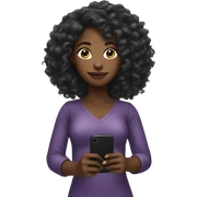 Black girl with long curly hair holding a phone  sticker
