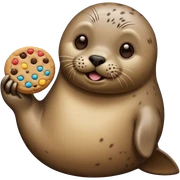 Seal eating a cookie sticker