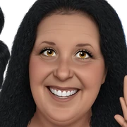 smiling girl with black hair sticker