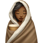 girl inside a blanket sipping coffee eyes closed sticker
