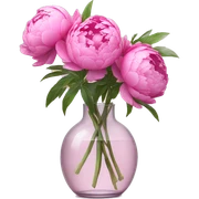 Pink peony flowers in glass vase  sticker