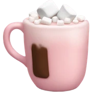 Light Pink mug of hot chocolate with marshmallows  sticker