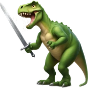 Dinosaur holding a sword sticker