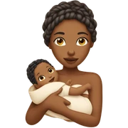 Aesthetic tan lady with braided hair holding a baby sticker