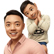 two boys sharing a smile sticker