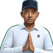 boy in white shirt with hat sticker