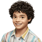 smiling boy in striped shirt sticker