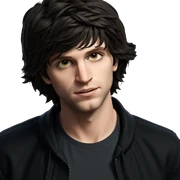 smiling boy in black jacket sticker