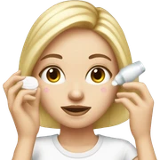 white girl applying cream on face sticker