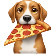 Dog eating pizza sticker