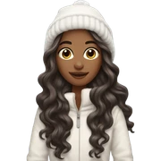 model with long darkbrown wavy hair in snowy winter sticker