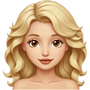 Luxury blonde model, brown eyes, wavy hair, winky face sticker