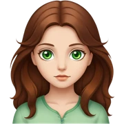 A girl with green eyes and long brown hair sticker
