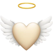 beige heart with white angel wings sticker